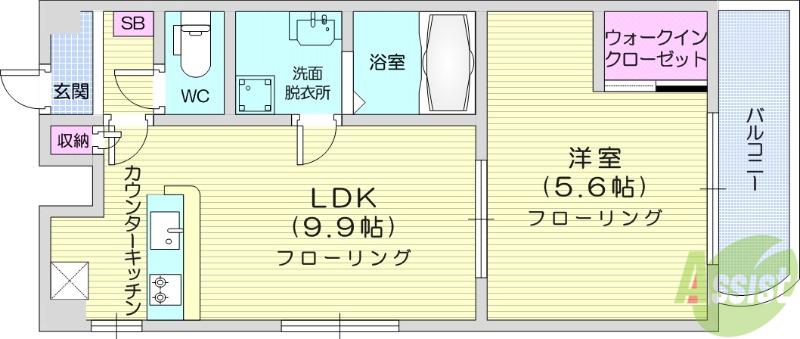 ティンクホーム(1LDK/2階)の間取り写真