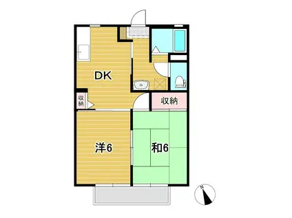 セゾン本宮(2DK/1階)の間取り写真