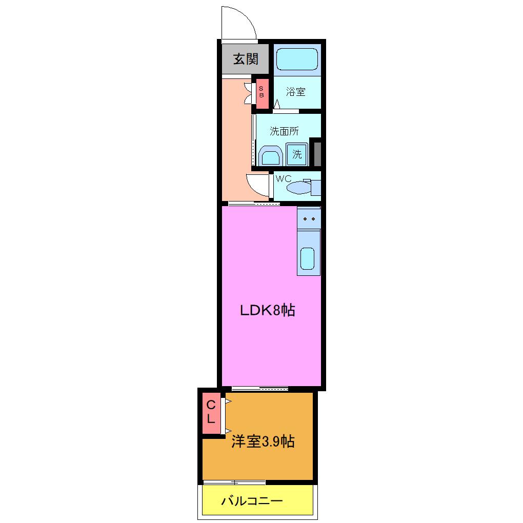 ペルル穴川(1LDK/1階)の間取り写真