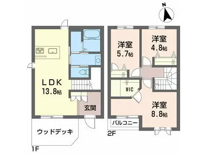 トスカーナガーデン A棟(3LDK/1階)の間取り写真