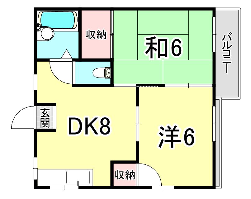 ガーデンハイム五色山(2DK/2階)の間取り写真
