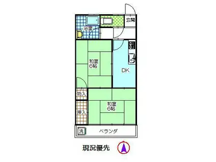 山の手ビル(2K/4階)の間取り写真