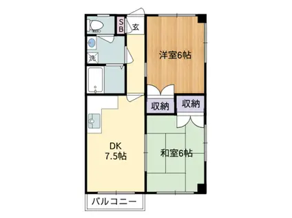 みずき館(2DK/1階)の間取り写真