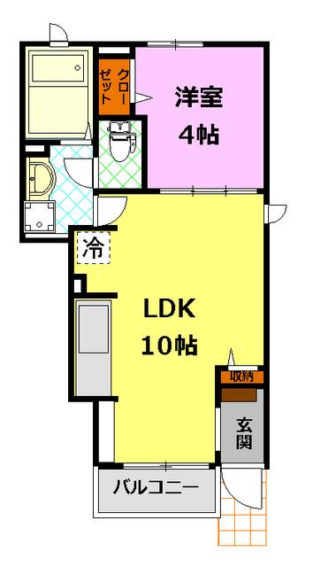 ビオーラ幸(1LDK/1階)の間取り写真