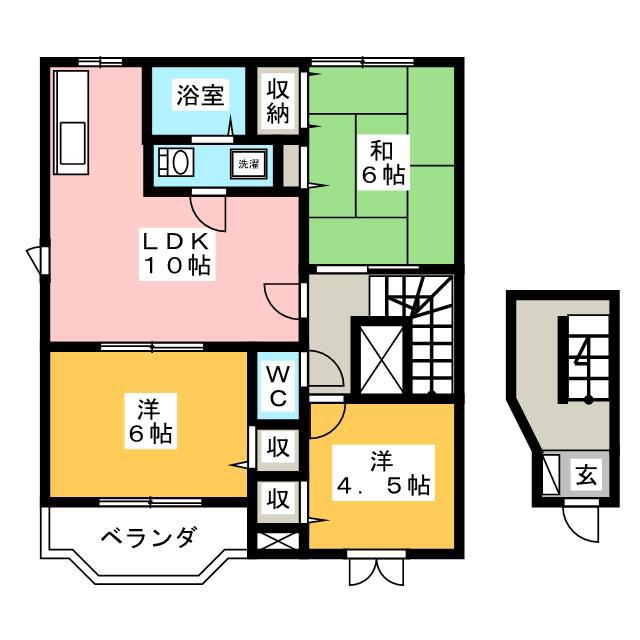 フレッサB(3LDK/2階)の間取り写真