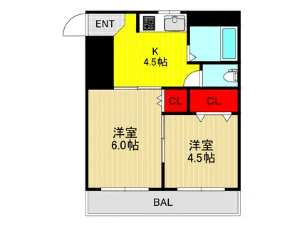 ドムスアルバ(2DK/2階)の間取り写真