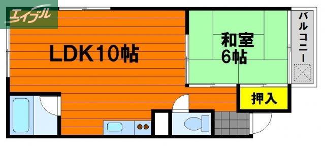 美建ビル(1LDK/4階)の間取り写真