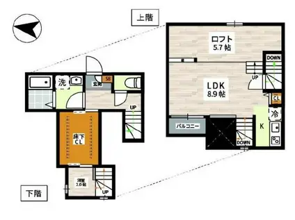 ADC鳥栖ブルク(1LDK/1階)の間取り写真