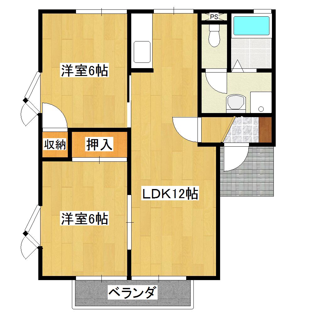 メゾンルベール(2LDK/1階)の間取り写真