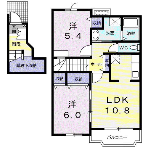 クラシック ヒルズ(2LDK/2階)の間取り写真