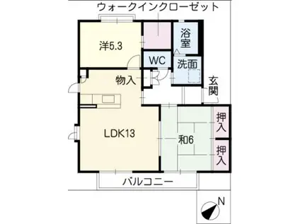グランシードクレアC(2LDK/1階)の間取り写真