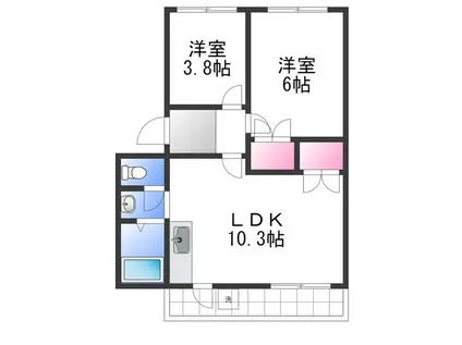 シティハイツ岸和田(2LDK/5階)の間取り写真