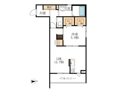 AF ワイプアメリア(1LDK/3階)の間取り写真