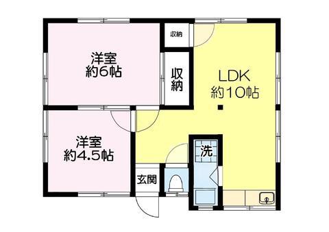 延明アパート(2LDK/1階)の間取り写真