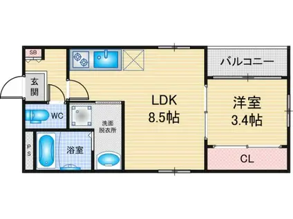 CASA LIEBE 藤江(1LDK/3階)の間取り写真