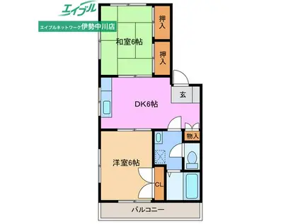 グランドハイツ(2DK/3階)の間取り写真