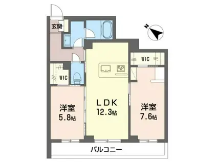 ホクレア聖蹟桜ヶ丘(2LDK/2階)の間取り写真