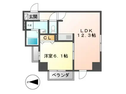 P-SQUARE SHUMOKUピースクエアシュモク(1LDK/10階)の間取り写真