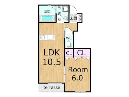 ベルリード近江八幡C棟(1LDK/1階)の間取り写真