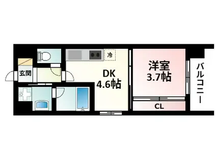 エルシア新大阪(1DK/7階)の間取り写真