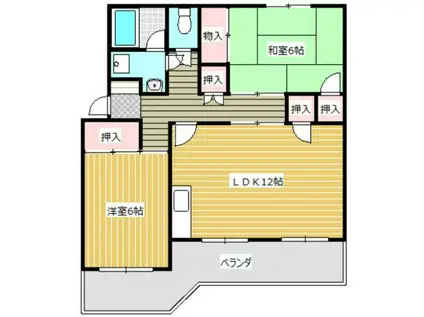 グリーンハイツ飯田(2LDK/2階)の間取り写真