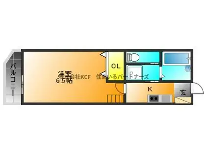 Aレガード久留米大前(1K/2階)の間取り写真