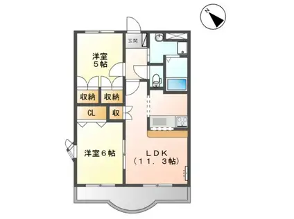 ララ・ポート(2LDK/2階)の間取り写真