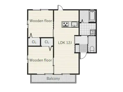 フォンターナ浜崎(2LDK/1階)の間取り写真