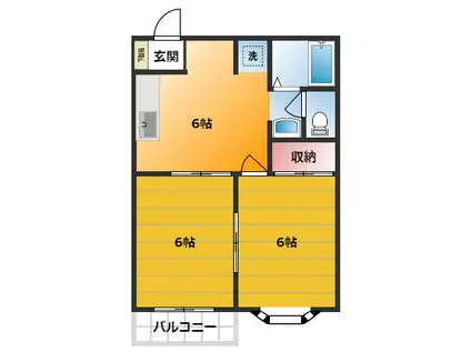 カーサ朝霞(2DK/1階)の間取り写真