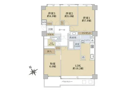 宮の森3条シティハウス(4LDK/2階)の間取り写真