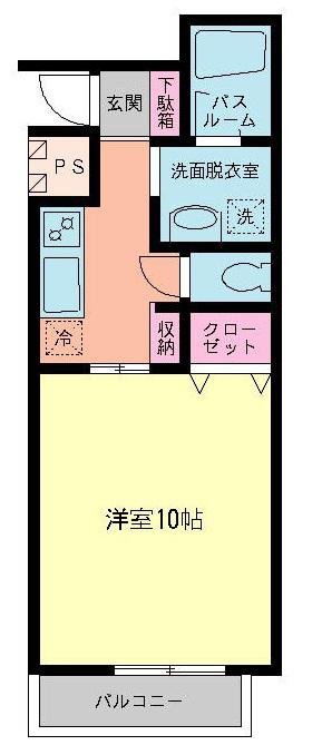 レインボーマナ上杉(1K/4階)の間取り写真