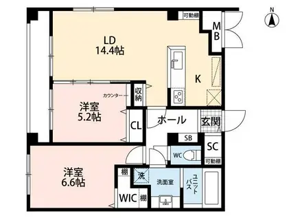 LALBA DI SECONDO(2LDK/5階)の間取り写真