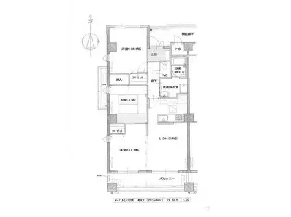 メープルヒル(3LDK/2階)の間取り写真