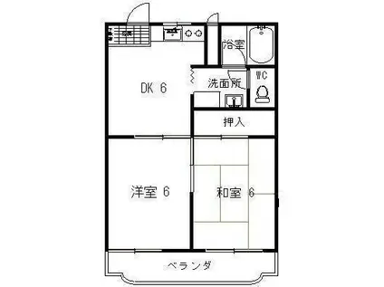 ローヤル石津(2DK/4階)の間取り写真