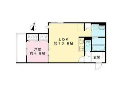 源ハイツ(1LDK/3階)の間取り写真