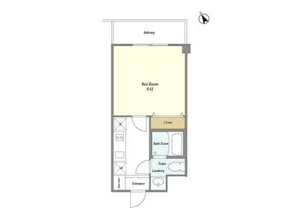 アユタカ2(1K/4階)の間取り写真