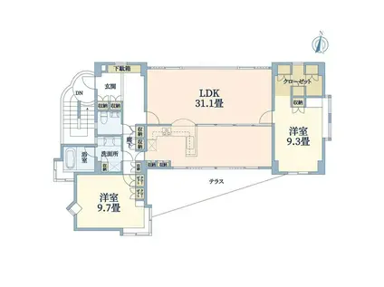 洗足池ハウス(2LDK/1階)の間取り写真