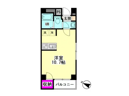 CINZA(ワンルーム/3階)の間取り写真