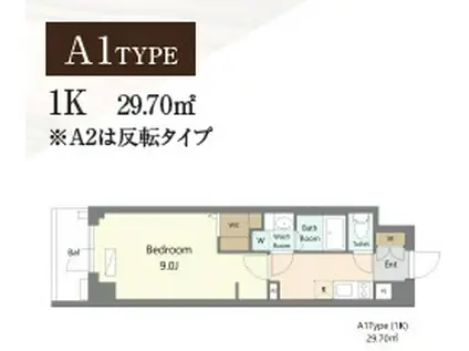 ALIVIS浦安(1K/4階)の間取り写真