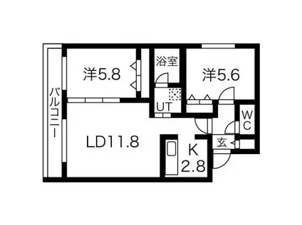 BLOOM(2LDK/1階)の間取り写真