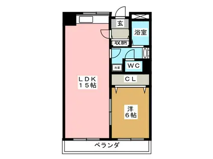 新山ビル(1LDK/6階)の間取り写真