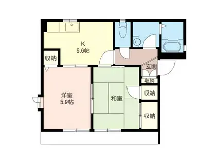 シャトミナール(2K/1階)の間取り写真