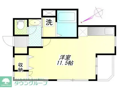 三高・スタジオフォー(ワンルーム/1階)の間取り写真