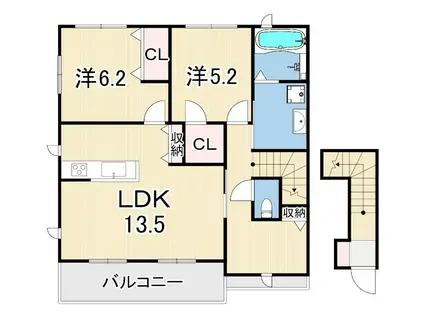 フェリーチェ北青木(2SLDK/2階)の間取り写真