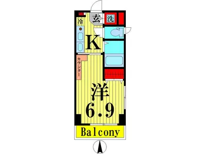 ボナールL(1K/2階)の間取り写真