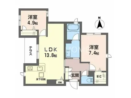 シャーメゾン ソレイユ(2LDK/1階)の間取り写真