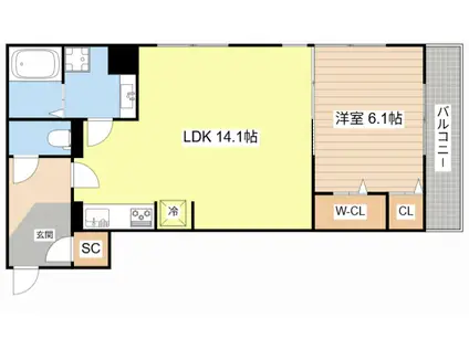 LA・VILLA五箇荘(1LDK/3階)の間取り写真