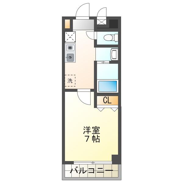 フルール須磨(1K/1階)の間取り写真