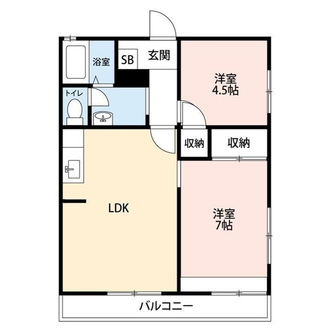 アーバンハウスB(2LDK/1階)の間取り写真