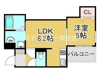 ラモーナ玉出東III(1LDK/3階)の間取り写真